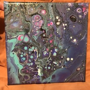 “Starship” 8x8 Acrylic Pour Painting